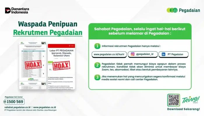 Waspada Penipuan Lowongan Kerja, Pegadaian Jabar Ingatkan Pencari Kerja