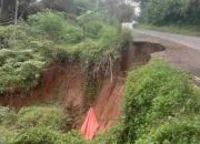 Jalan Penghubung Sadananya-Kawali di Cipaku Ciamis Terancam Putus Akibat Longsor