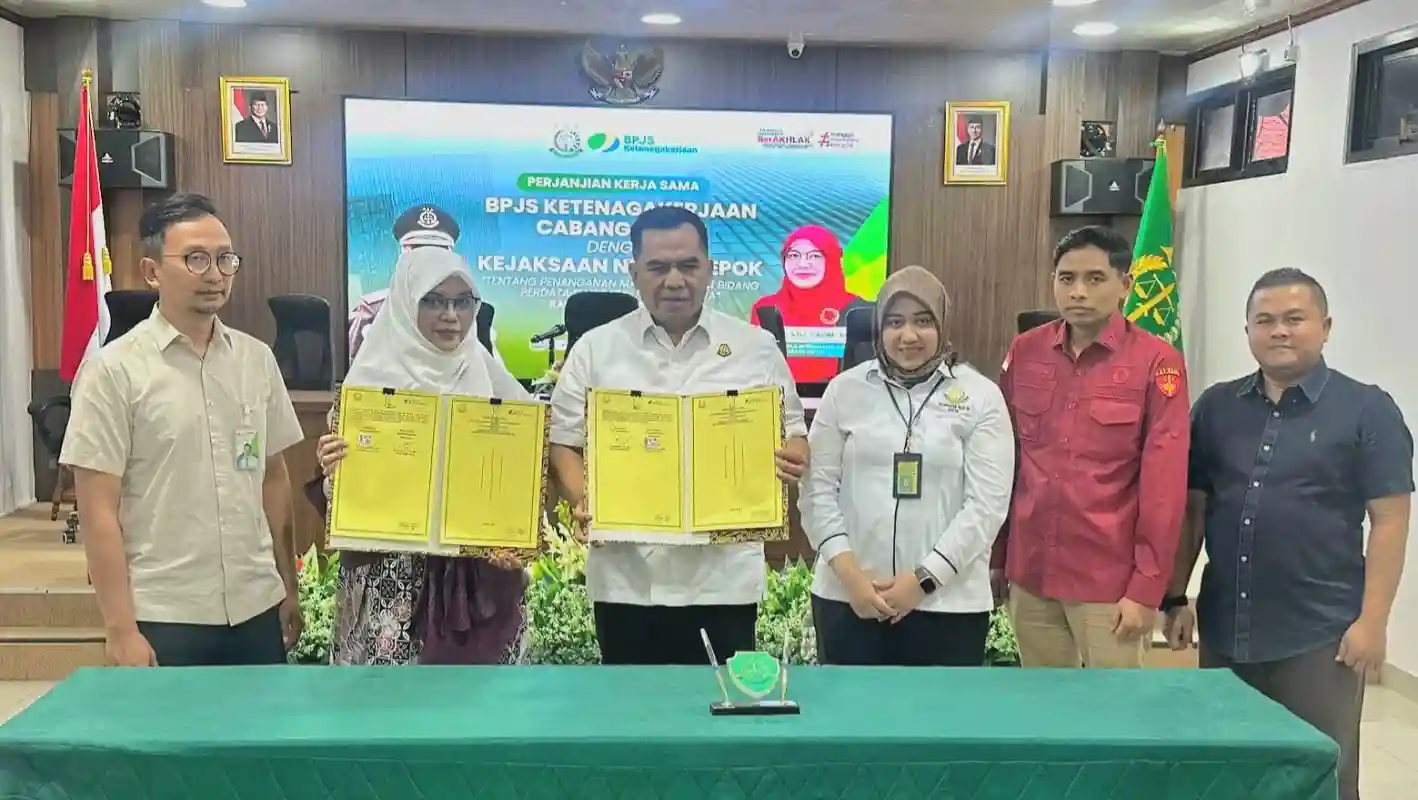 Penandatanganan kerja sama BPJS Ketenagakerjaan Depok dengan Kejaksaan Negeri Depok bidang Datun untuk perlindungan pekerja