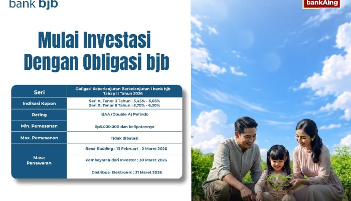 Bank bjb Terbitkan Obligasi Keberlanjutan Tahap II 2026 dengan Rating idA