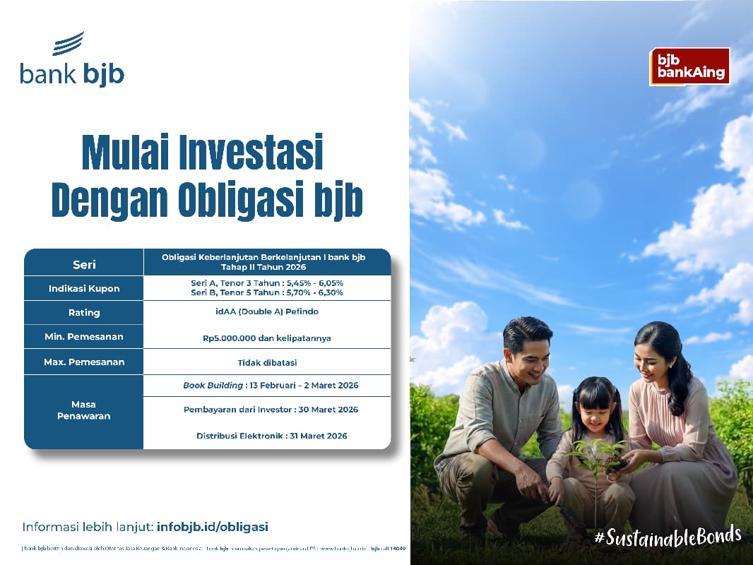 Bank bjb Terbitkan Obligasi Keberlanjutan Tahap II 2026 dengan Rating idAA