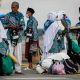 Calon jemaah haji yang akan berangkat ke tanah suci Makkah.