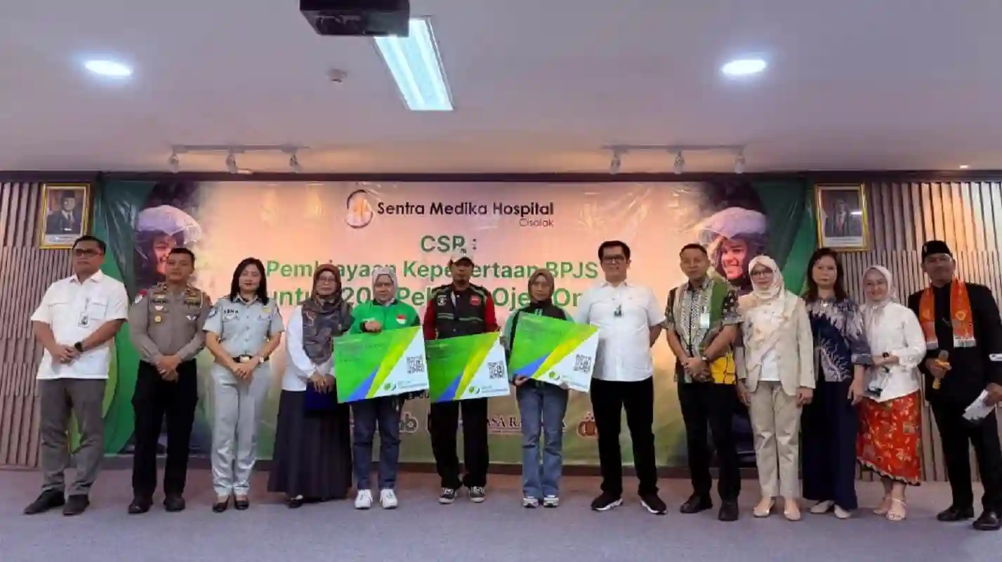 Driver Ojol Depok dapat BPJS Ketenagakerjaan gratis dari RS Sentra Medika Cisalak.